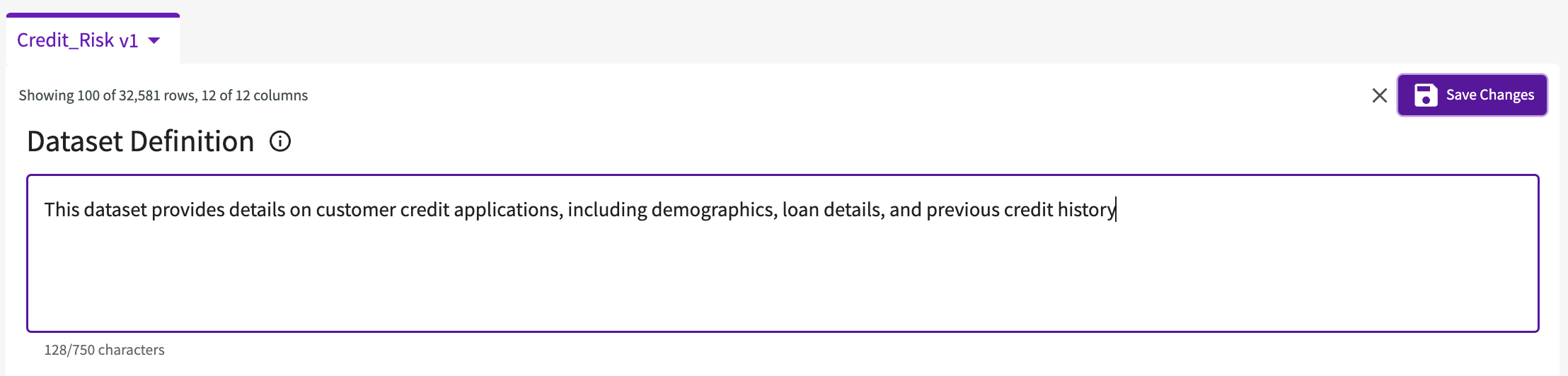 Dataset Defintion