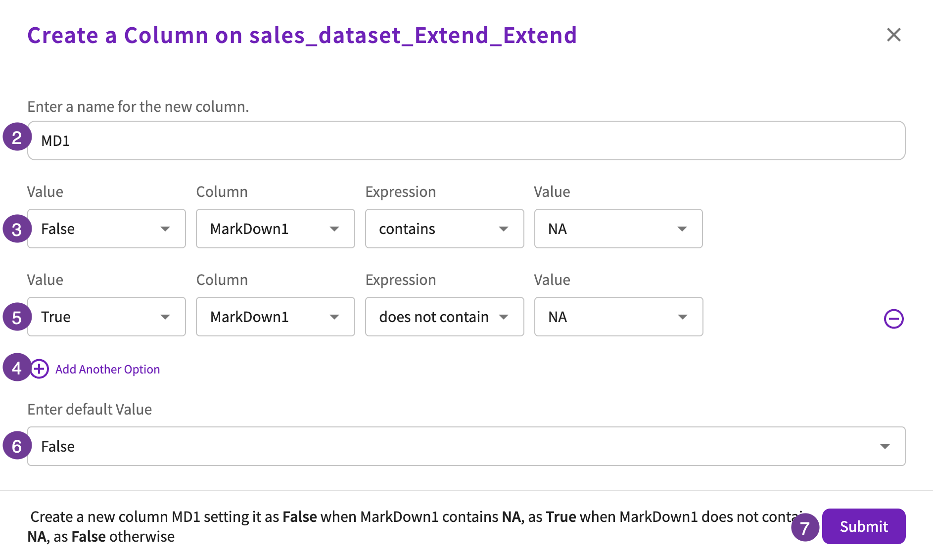 create column form