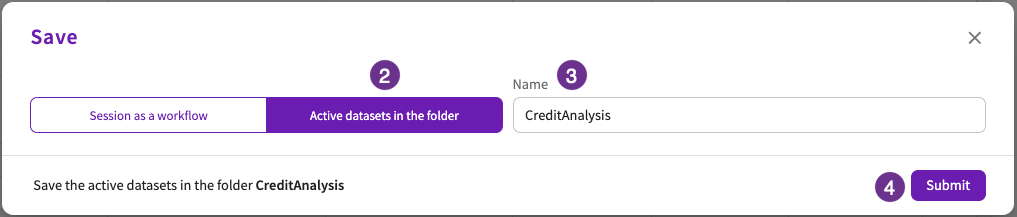 save datasets form